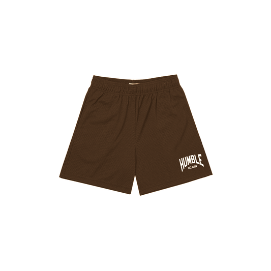 Brown Basic PE Mesh Shorts
