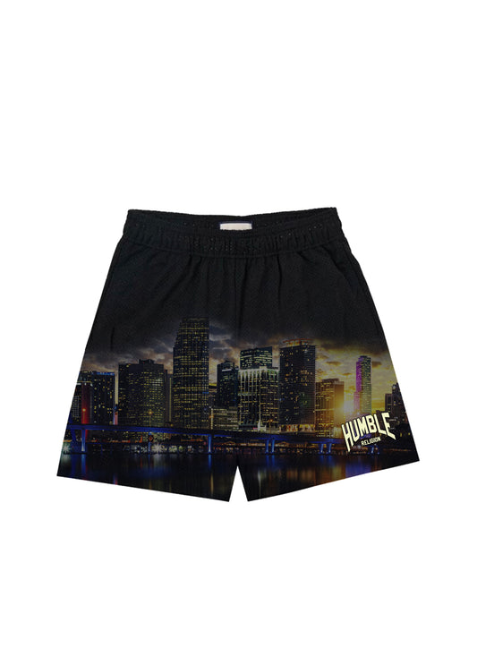 Black City Line Mesh Shorts